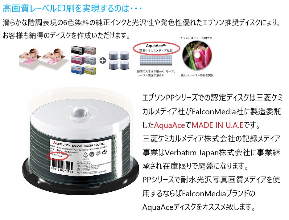 エプソンpp認定メディア Falconmedia Be035スマートガードaquaace 耐水 光沢写真画質 ウォーターシールド ｄｖｄ ｒ16倍 送料無料 １ケース３００枚ブランクメディア販売 Produced By株式会社big One